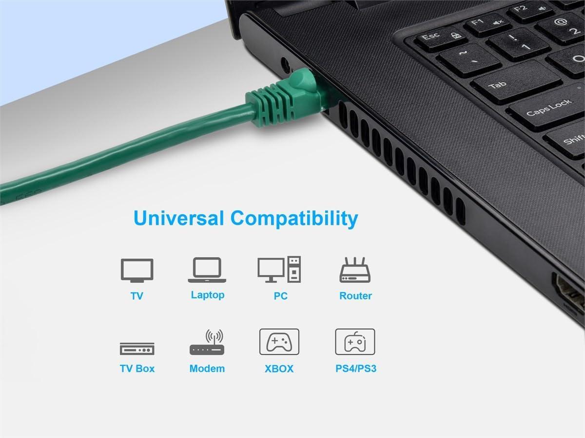 imageMonoprice 05FT 24AWG Cat6 550MHz UTP Ethernet Bare Copper Network Cable BlackGreen