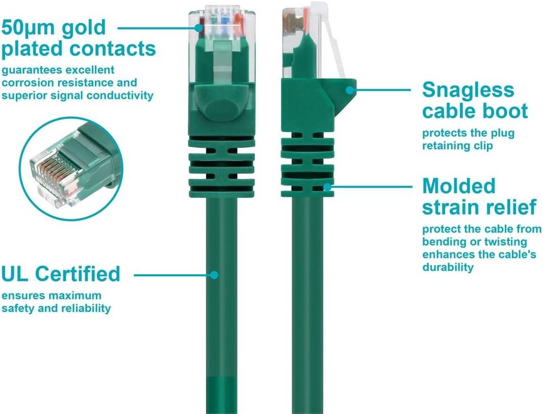imageMonoprice 05FT 24AWG Cat6 550MHz UTP Ethernet Bare Copper Network Cable BlackGreen