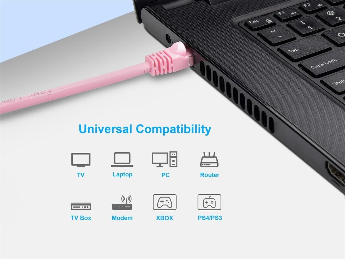 imageMonoprice 05FT 24AWG Cat6 550MHz UTP Ethernet Bare Copper Network Cable BlackPink