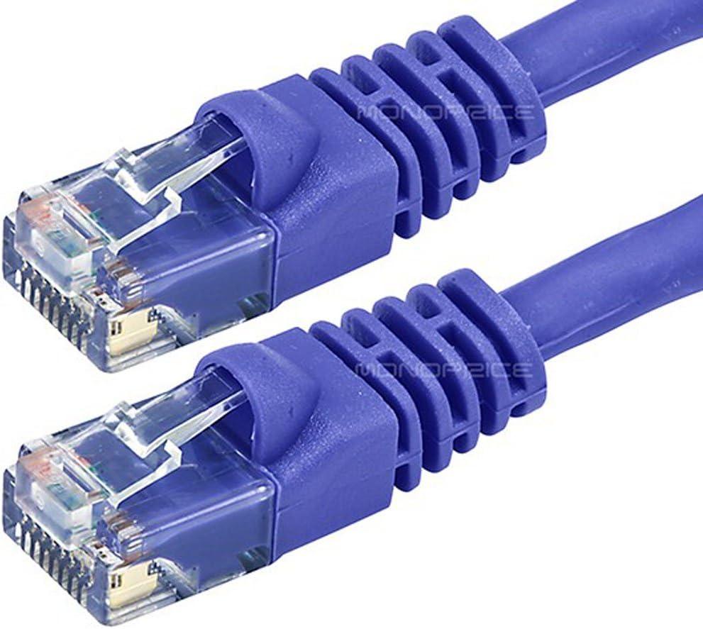 imageMonoprice 05FT 24AWG Cat6 550MHz UTP Ethernet Bare Copper Network Cable BlackPurple