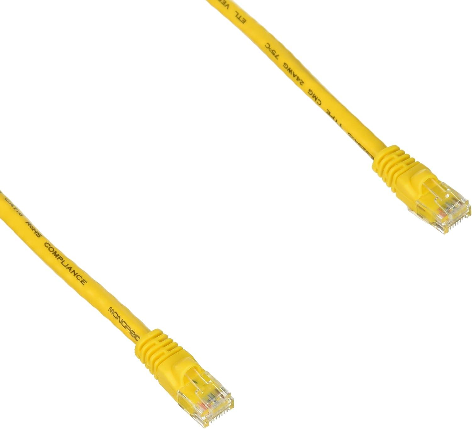 imageMonoprice 05FT 24AWG Cat6 550MHz UTP Ethernet Bare Copper Network Cable BlackYellow