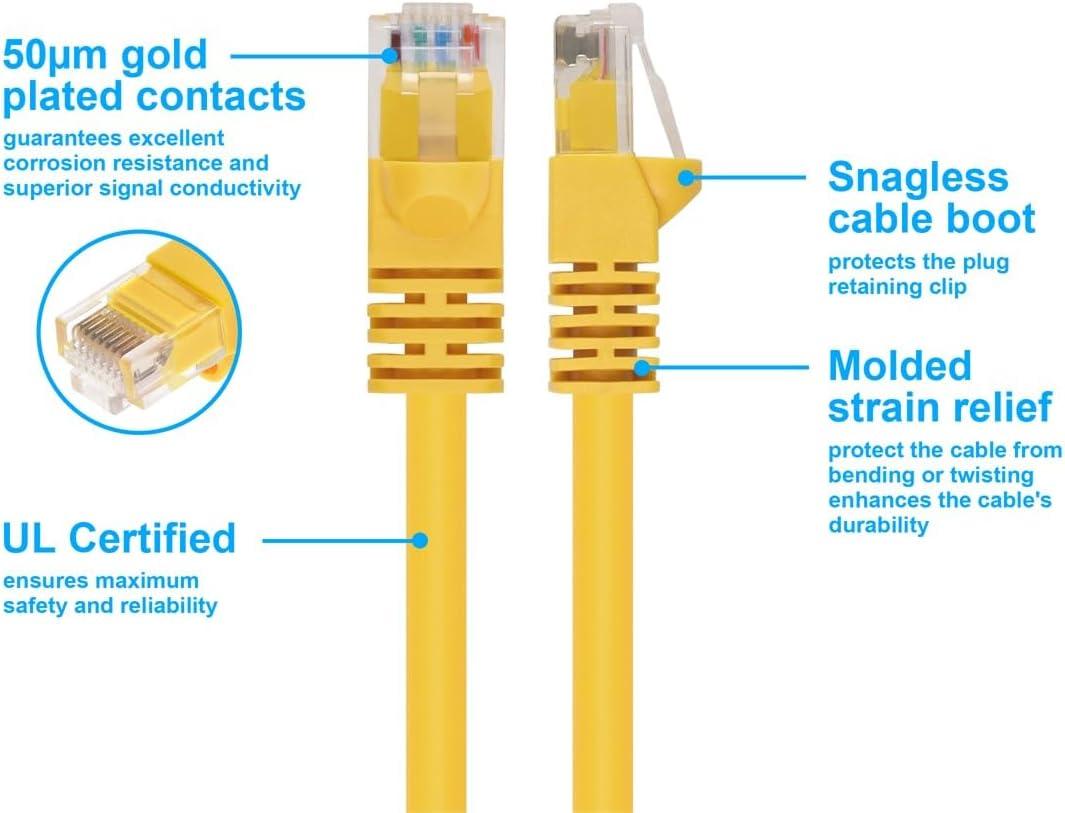 imageMonoprice 05FT 24AWG Cat6 550MHz UTP Ethernet Bare Copper Network Cable BlackYellow
