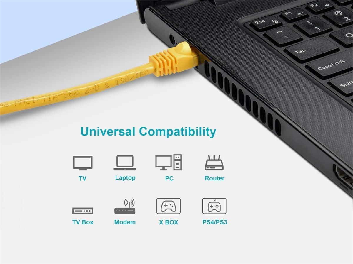 imageMonoprice 05FT 24AWG Cat6 550MHz UTP Ethernet Bare Copper Network Cable BlackYellow