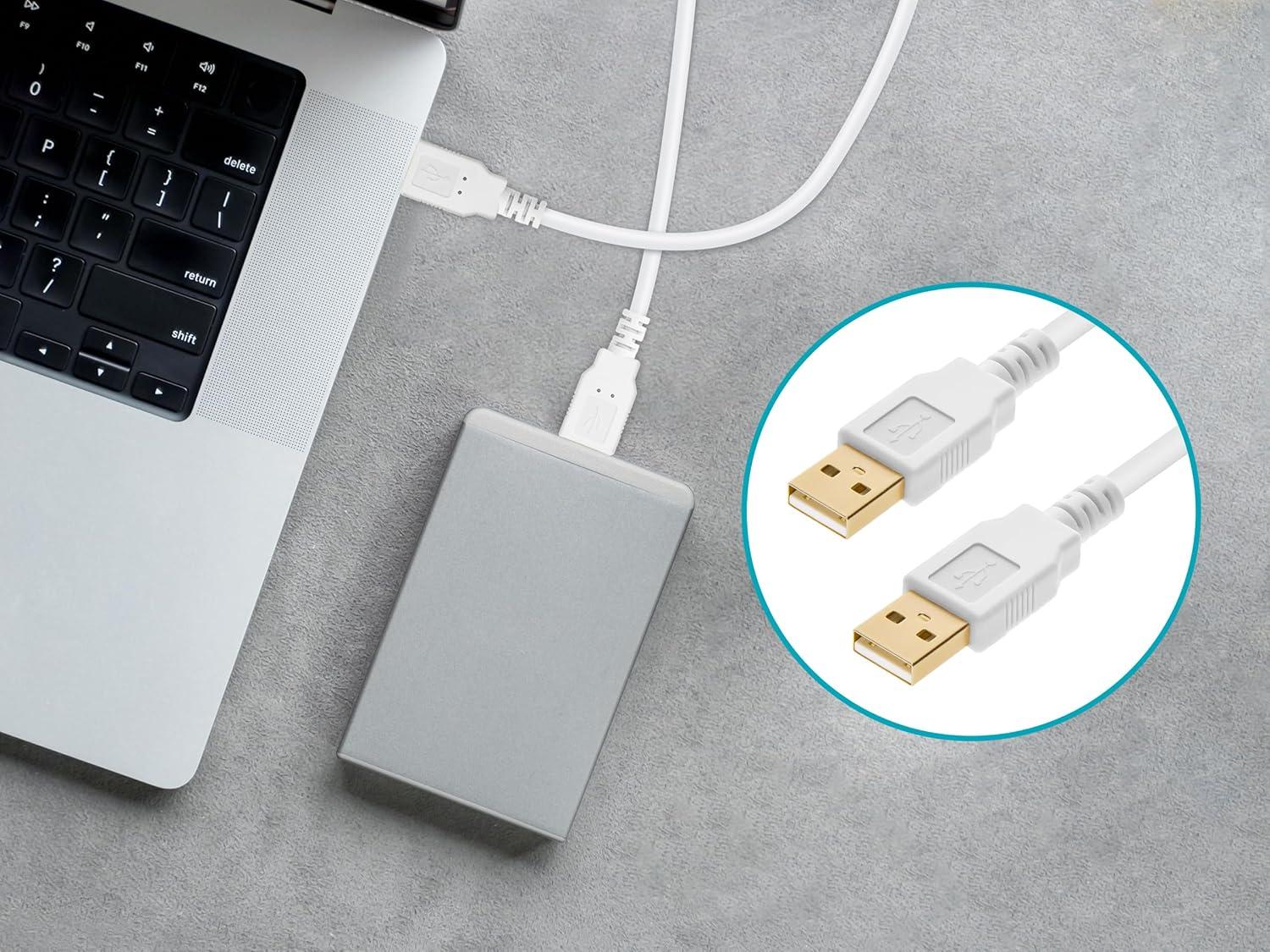 imageMonoprice 105442 3ft USB 20 A Male to A Male 2824AWG Cable Gold Plated Black for Data Transfer Hard Drive Enclosures Printers Modems Cameras and MoreWhite