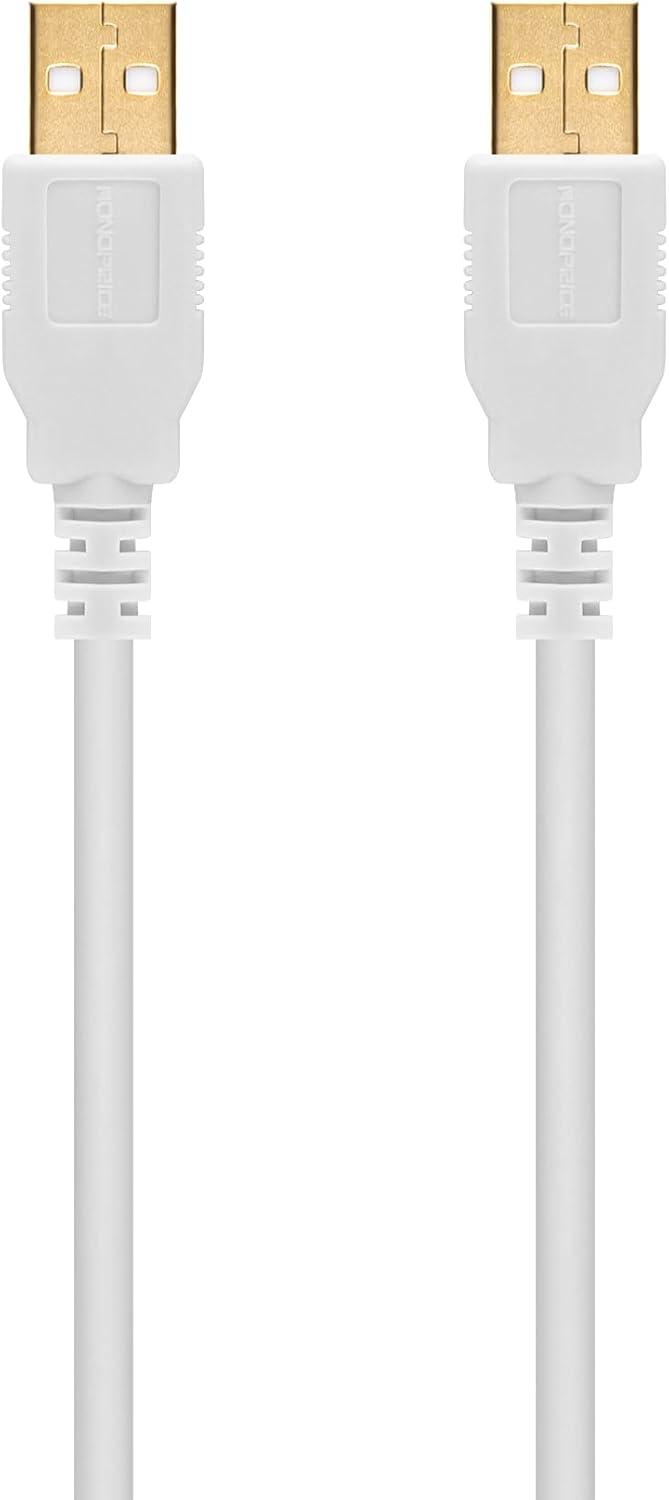 imageMonoprice 105442 3ft USB 20 A Male to A Male 2824AWG Cable Gold Plated Black for Data Transfer Hard Drive Enclosures Printers Modems Cameras and MoreWhite