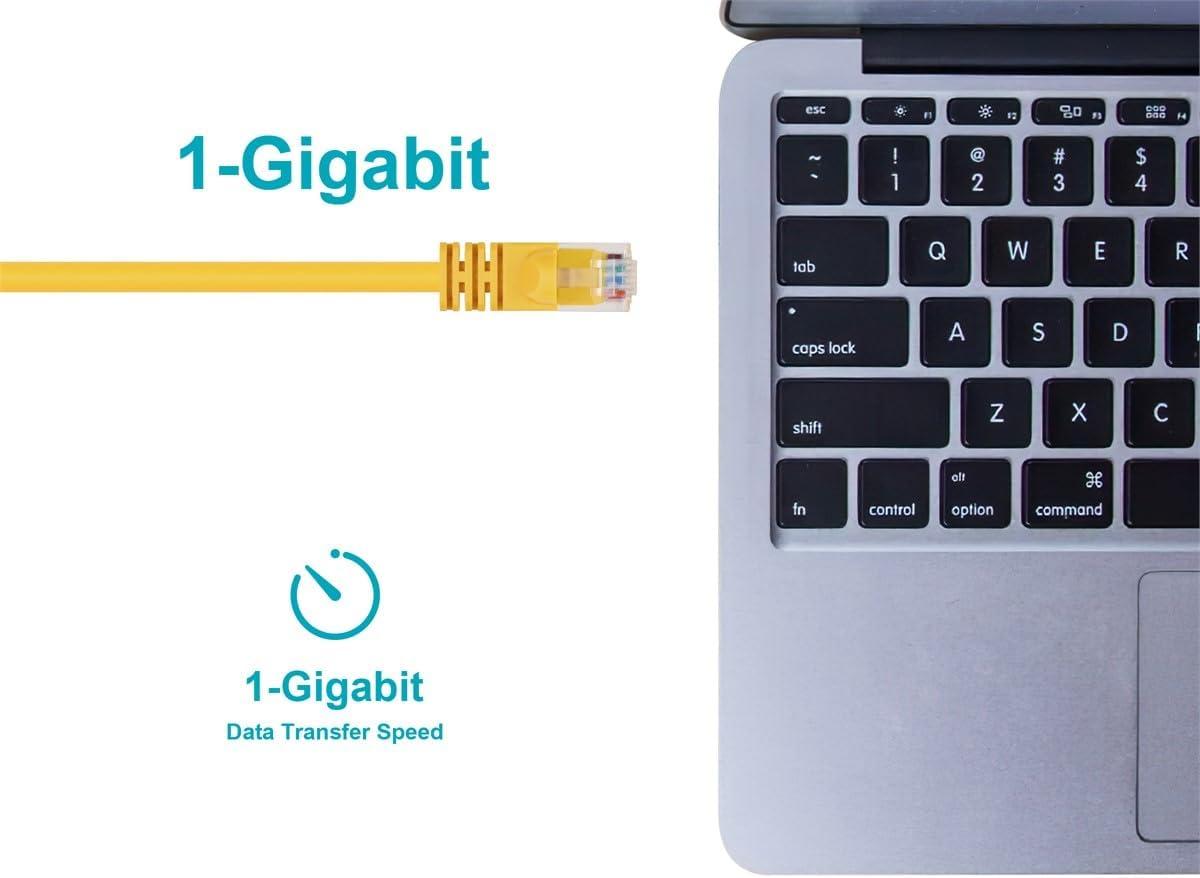 imageMonoprice 10FT 24AWG Cat5e 350MHz UTP Ethernet Bare Copper Network Cable GrayYellow