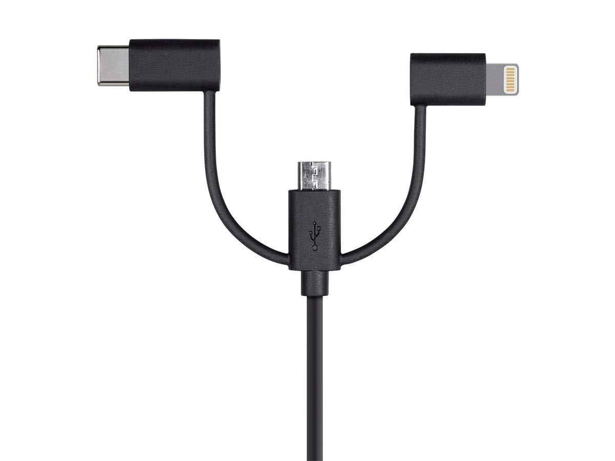 imageMonoprice 118789 Apple MFi Certified USB to Micro USB USB TypeC Lightning Charge And Sync Cable 3 Feet BlackBlack