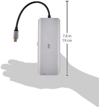 imageMonoprice 13in1 DualHDMI DisplayPort MultiStream Transport MST Triple Monitor Docking Station 4K 5Gbps USB A Ethernet Card Reader 100W PD Silver