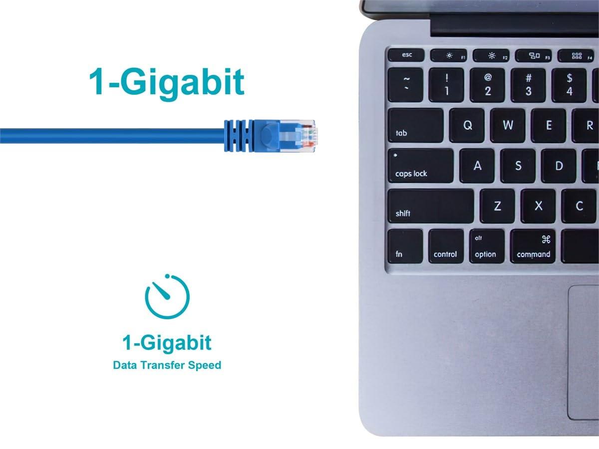 imageMonoprice 1FT 24AWG Cat5e 350MHz UTP Ethernet Bare Copper Network Cable BlueBlue