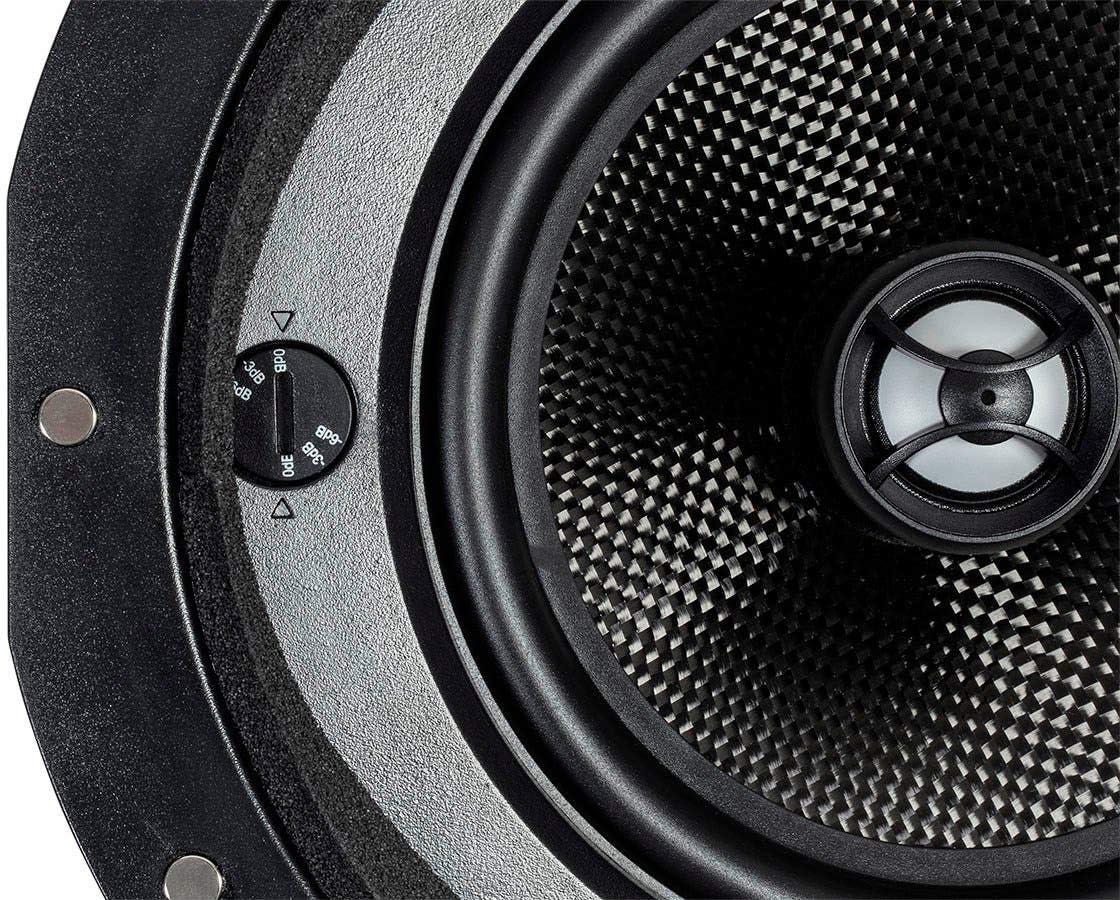 imageMonoprice 2Way Carbon Fiber InCeiling Speakers 8Inch With 15 Degree Angled Drivers Pair Black Alpha Series65 Inch