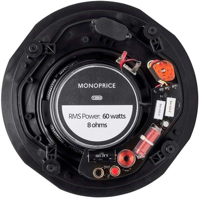 imageMonoprice 2Way Carbon Fiber InCeiling Speakers 8Inch With 15 Degree Angled Drivers Pair Black Alpha Series65 Inch