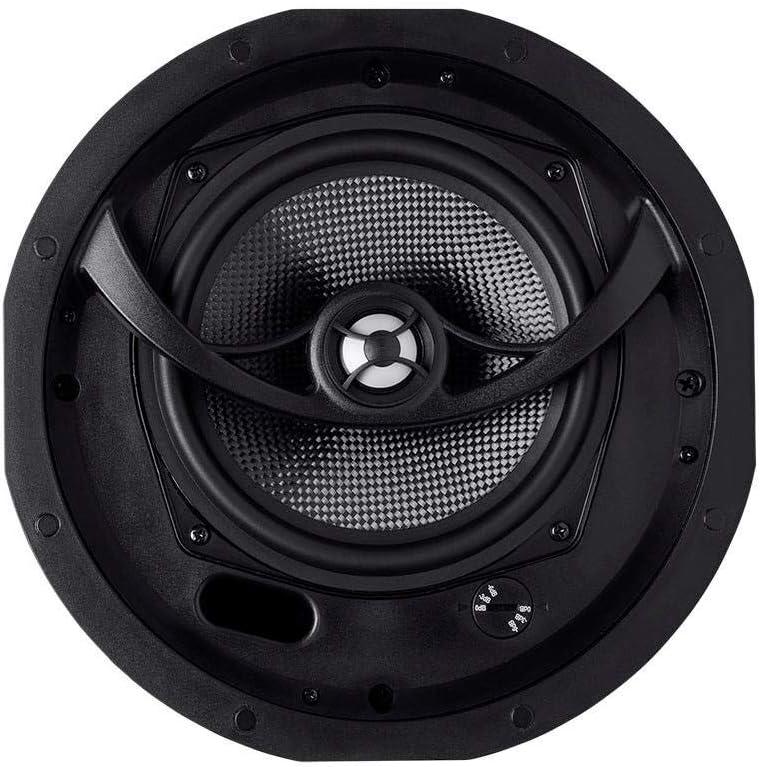 imageMonoprice 2Way Carbon Fiber InCeiling Speakers 8Inch With 15 Degree Angled Drivers Pair Black Alpha Series65 Inch