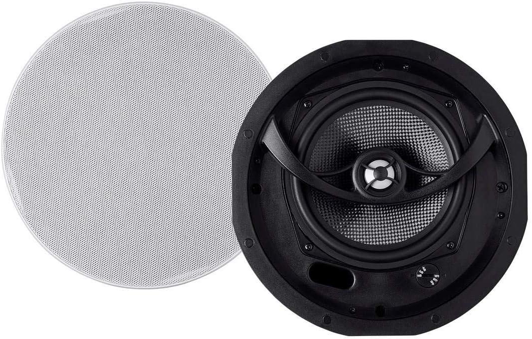 imageMonoprice 2Way Carbon Fiber InCeiling Speakers 8Inch With 15 Degree Angled Drivers Pair Black Alpha Series65 Inch
