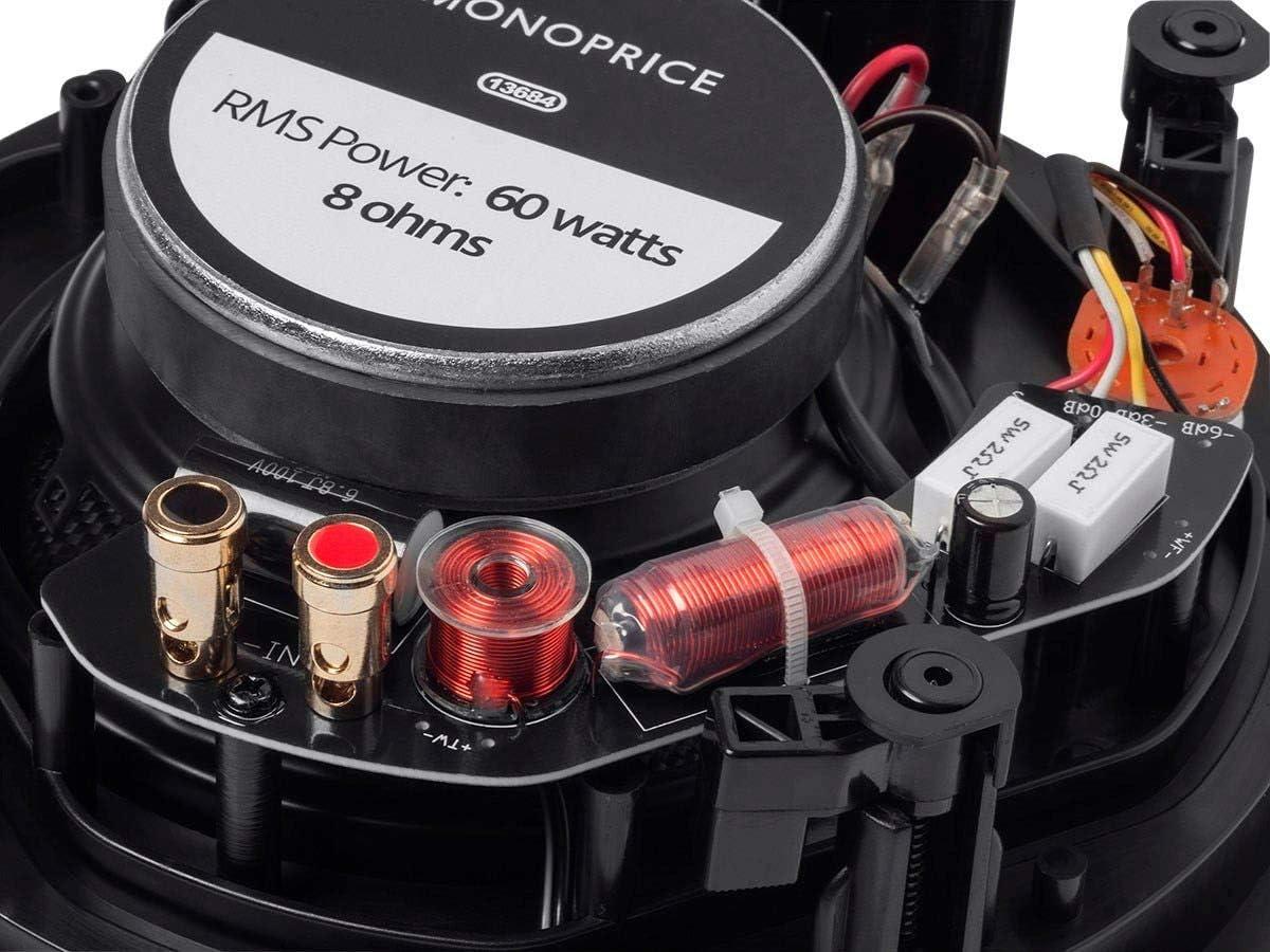 imageMonoprice 2Way Carbon Fiber InCeiling Speakers 8Inch With 15 Degree Angled Drivers Pair Black Alpha Series65 Inch