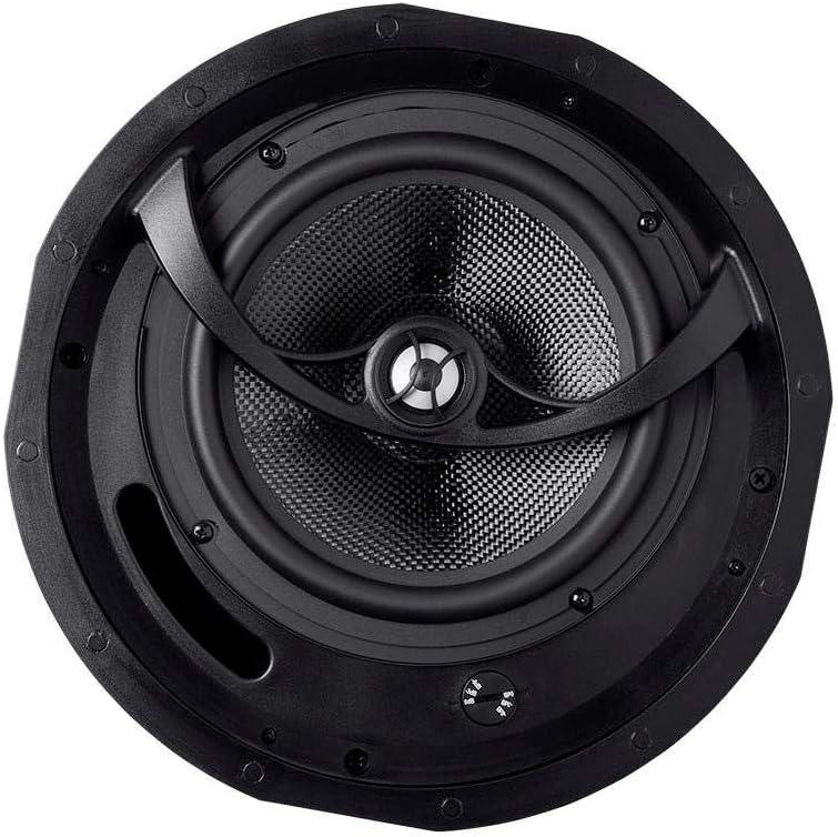 imageMonoprice 2Way Carbon Fiber InCeiling Speakers 8Inch With 15 Degree Angled Drivers Pair Black Alpha Series8 Inch