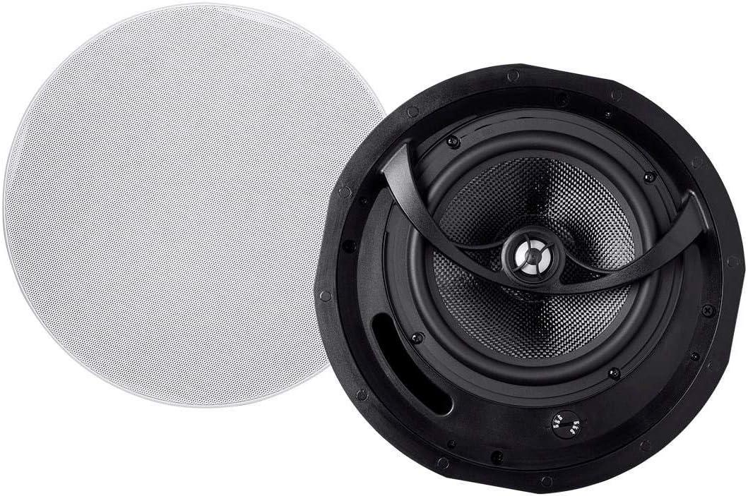 imageMonoprice 2Way Carbon Fiber InCeiling Speakers 8Inch With 15 Degree Angled Drivers Pair Black Alpha Series8 Inch