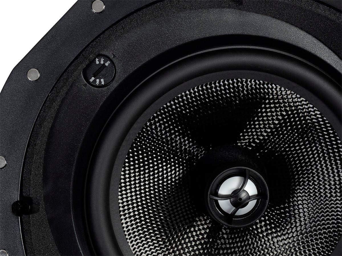 imageMonoprice 2Way Carbon Fiber InCeiling Speakers 8Inch With 15 Degree Angled Drivers Pair Black Alpha Series8 Inch