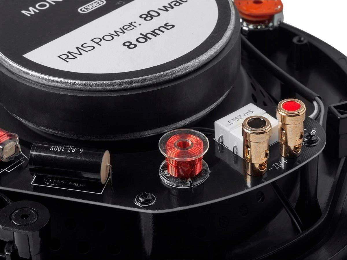 imageMonoprice 2Way Carbon Fiber InCeiling Speakers 8Inch With 15 Degree Angled Drivers Pair Black Alpha Series8 Inch