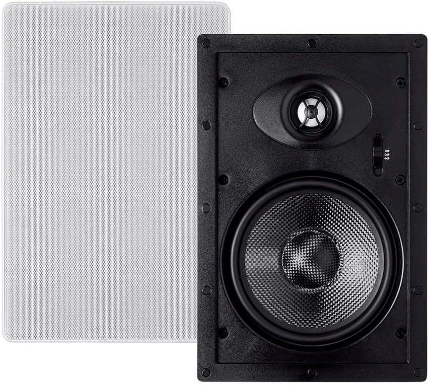 imageMonoprice 2way Carbon Fiber InWall Surround Speaker Dual 525 Inch Single VariAngled With Paintable Grille Alpha Series Black2 Way