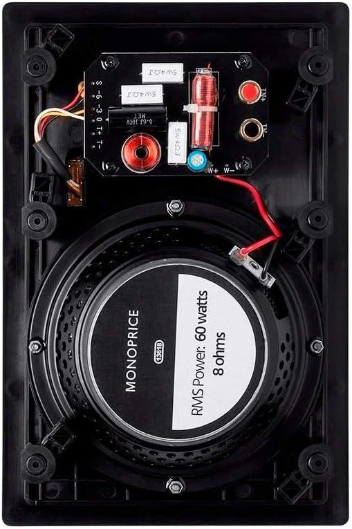 imageMonoprice 2way Carbon Fiber InWall Surround Speaker Dual 525 Inch Single VariAngled With Paintable Grille Alpha Series Black2 Way