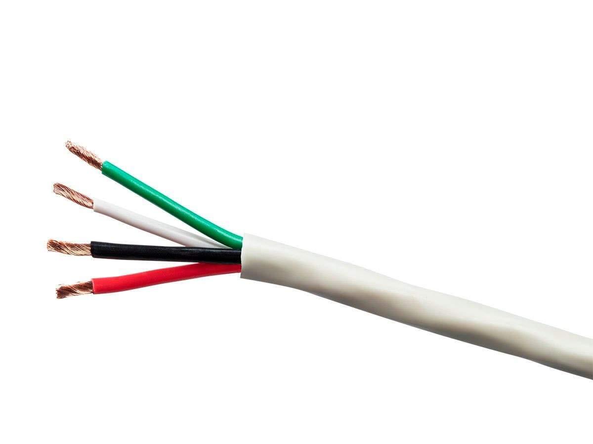 imageMonoprice 4 Conductor Speaker Wire Burial Rated Outdoor Compatible Water Resistant Jacket With Color Coded 100 Pure Bare OxygenFree Copper Conductors 14AWG 250 Feet Gray16AWG