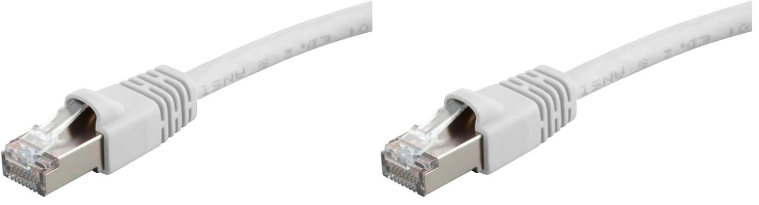 imageMonoprice 50FT 24AWG Cat6A 500MHz STP Ethernet Bare Copper Network Cable BlueWhite