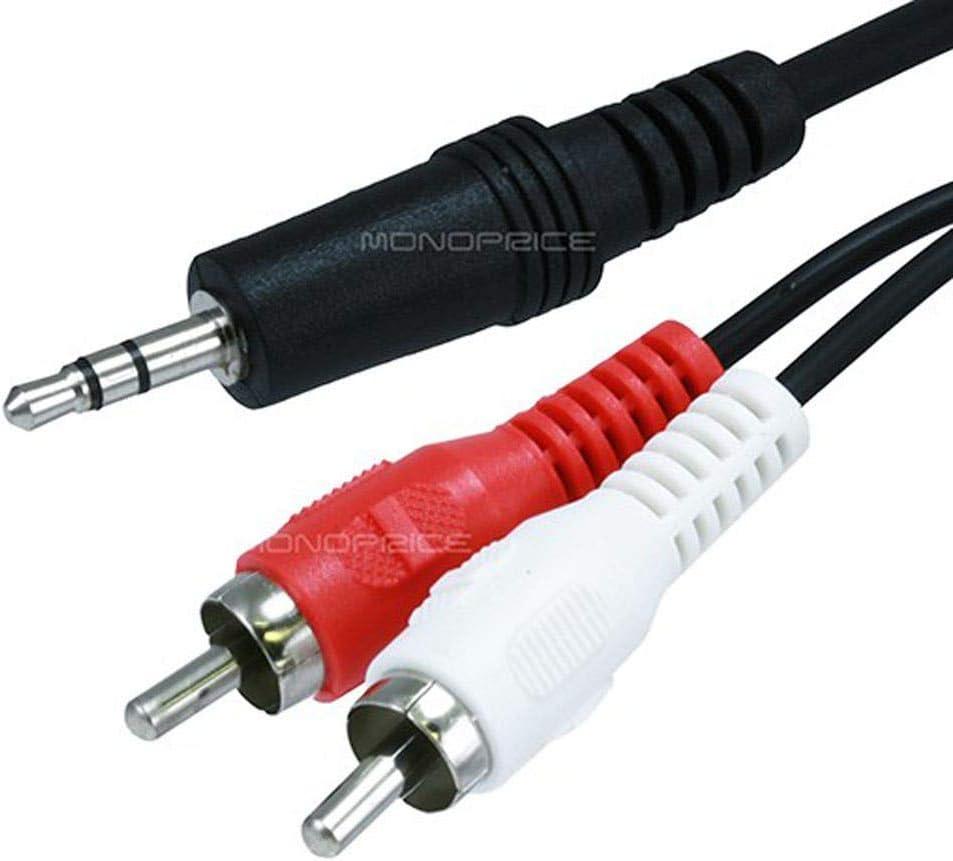 imageMonoprice AudioStereo Cable Single 35mm TRS Plug to Dual RCA Plug Mp3 PlayerPhone Headphone Output to Home Audio System 6 Feet Black
