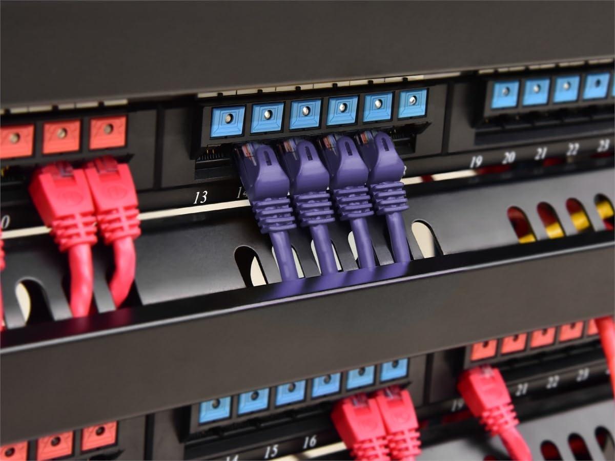 imageMonoprice Cat5e 10ft Black Patch Cable UTP 24AWG 350MHz Pure Bare Copper Snagless RJ45 Flexboot Series Ethernet CablePurple