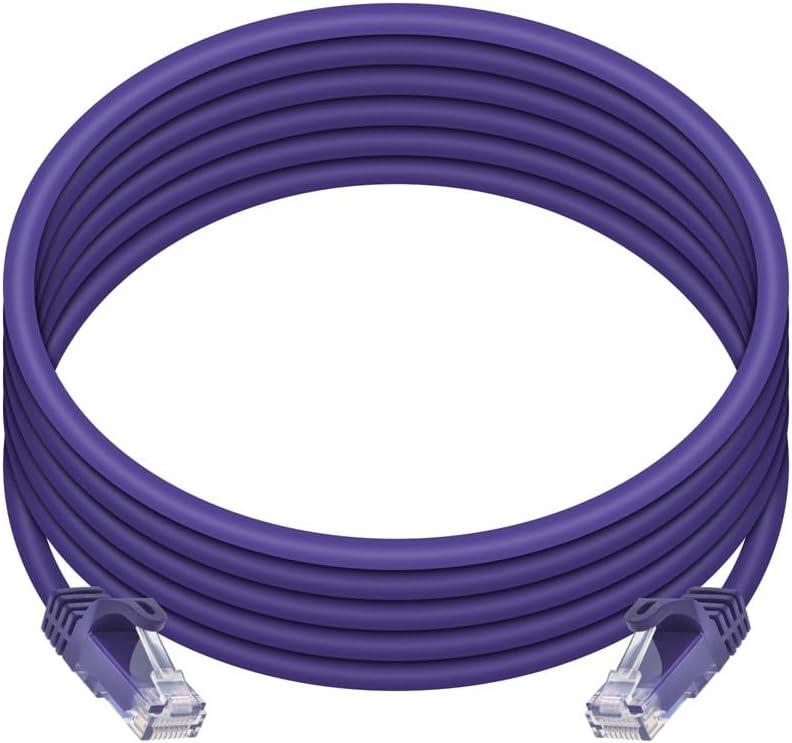imageMonoprice Cat5e 10ft Black Patch Cable UTP 24AWG 350MHz Pure Bare Copper Snagless RJ45 Flexboot Series Ethernet CablePurple