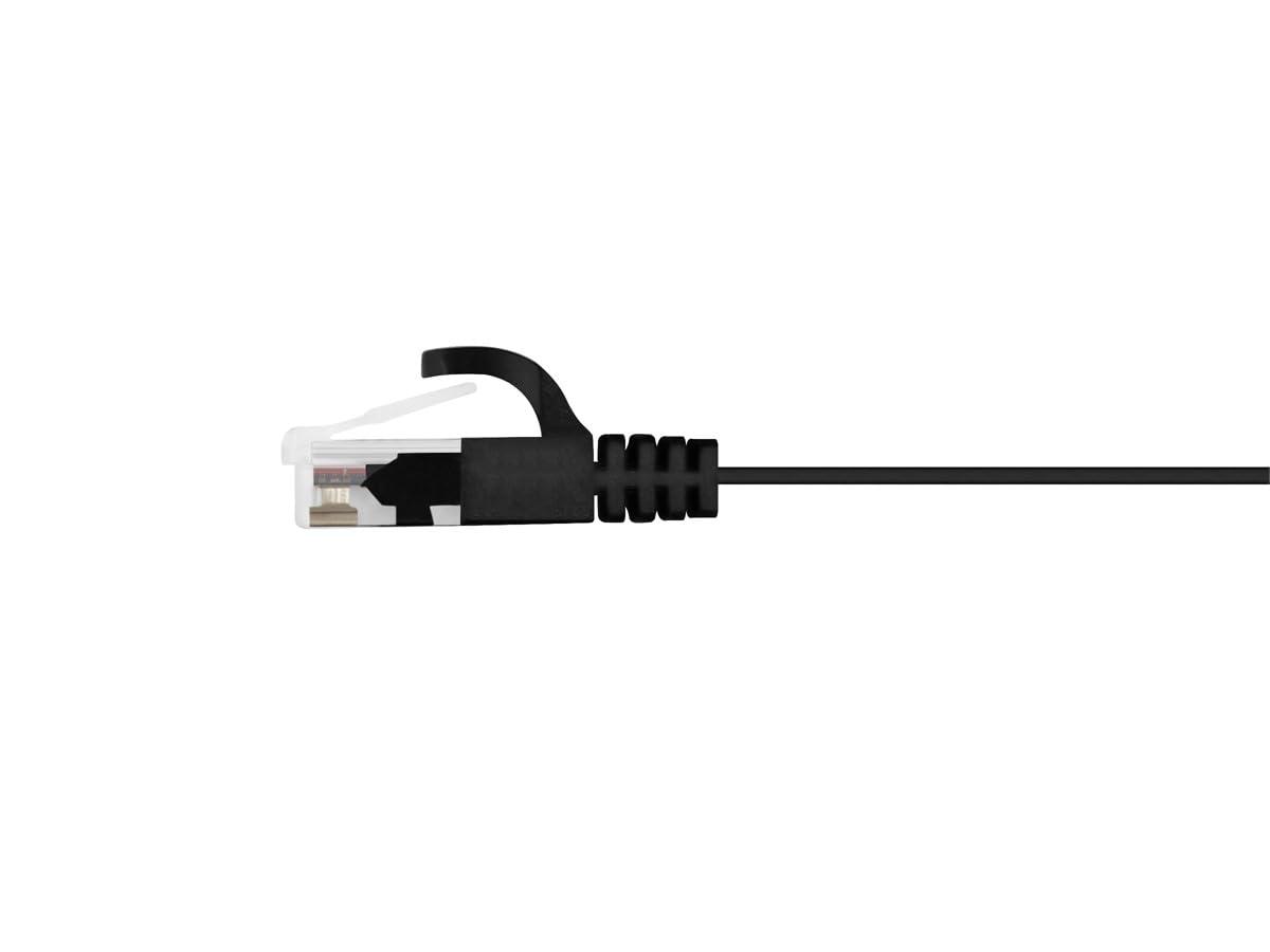 imageMonoprice Cat5e 5ft Black Flat Patch Cable UTP 30AWG 350MHz Pure Bare Copper Snagless RJ45 Flexboot Series Ethernet Cable50 Feet