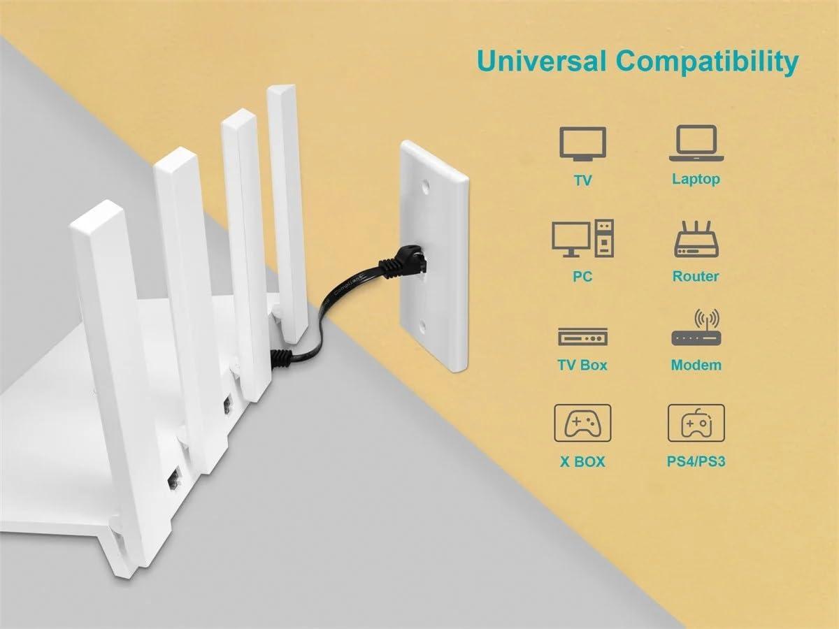 imageMonoprice Cat5e 5ft Black Flat Patch Cable UTP 30AWG 350MHz Pure Bare Copper Snagless RJ45 Flexboot Series Ethernet Cable50 Feet