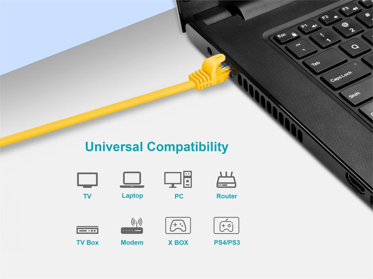 imageMonoprice Cat6 50ft Black Patch Cable UTP 24AWG 550MHz Pure Bare Copper Snagless RJ45 Flexboot Series Ethernet Cable Pack of 1Yellow