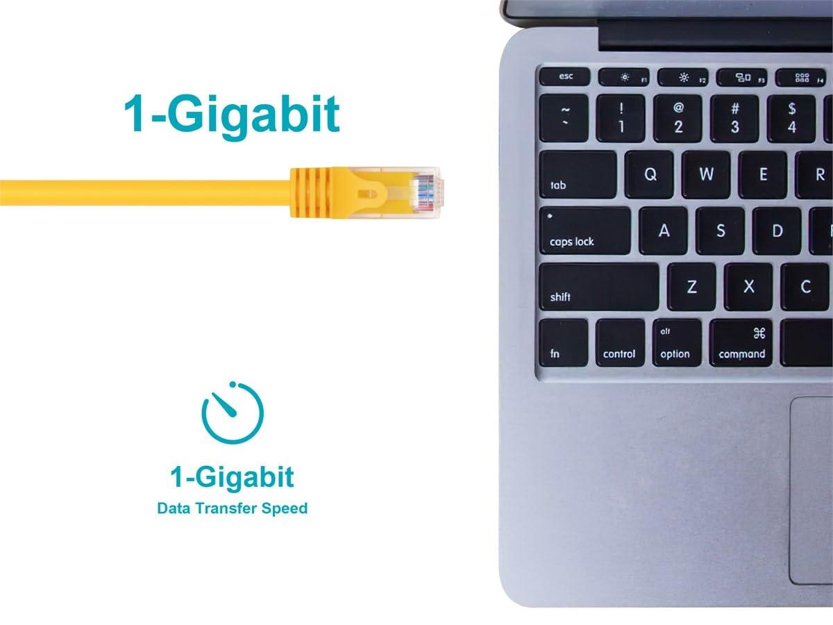 imageMonoprice Cat6 50ft Black Patch Cable UTP 24AWG 550MHz Pure Bare Copper Snagless RJ45 Flexboot Series Ethernet Cable Pack of 1Yellow