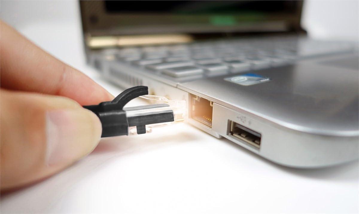 imageMonoprice Cat6 50ft Black Patch Cable UTP 24AWG 550MHz Pure Bare Copper Snagless RJ45 Flexboot Series Ethernet Cable Pack of 1black