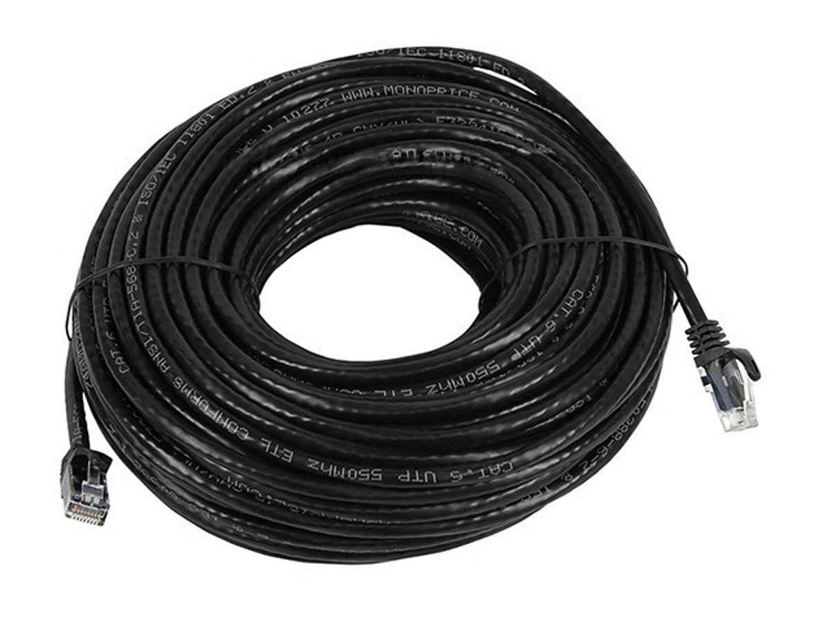 imageMonoprice Cat6 50ft Black Patch Cable UTP 24AWG 550MHz Pure Bare Copper Snagless RJ45 Flexboot Series Ethernet Cable Pack of 1black
