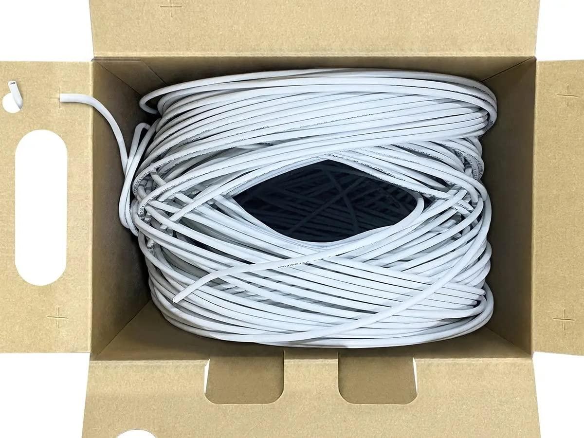 imageMonoprice Cat6 Ethernet Bulk Cable Solid 550Mhz UTP CMP TAA Plenum Pure Bare Copper Wire 23AWG No Logo Pull Box 1000 Feet BlueWhite