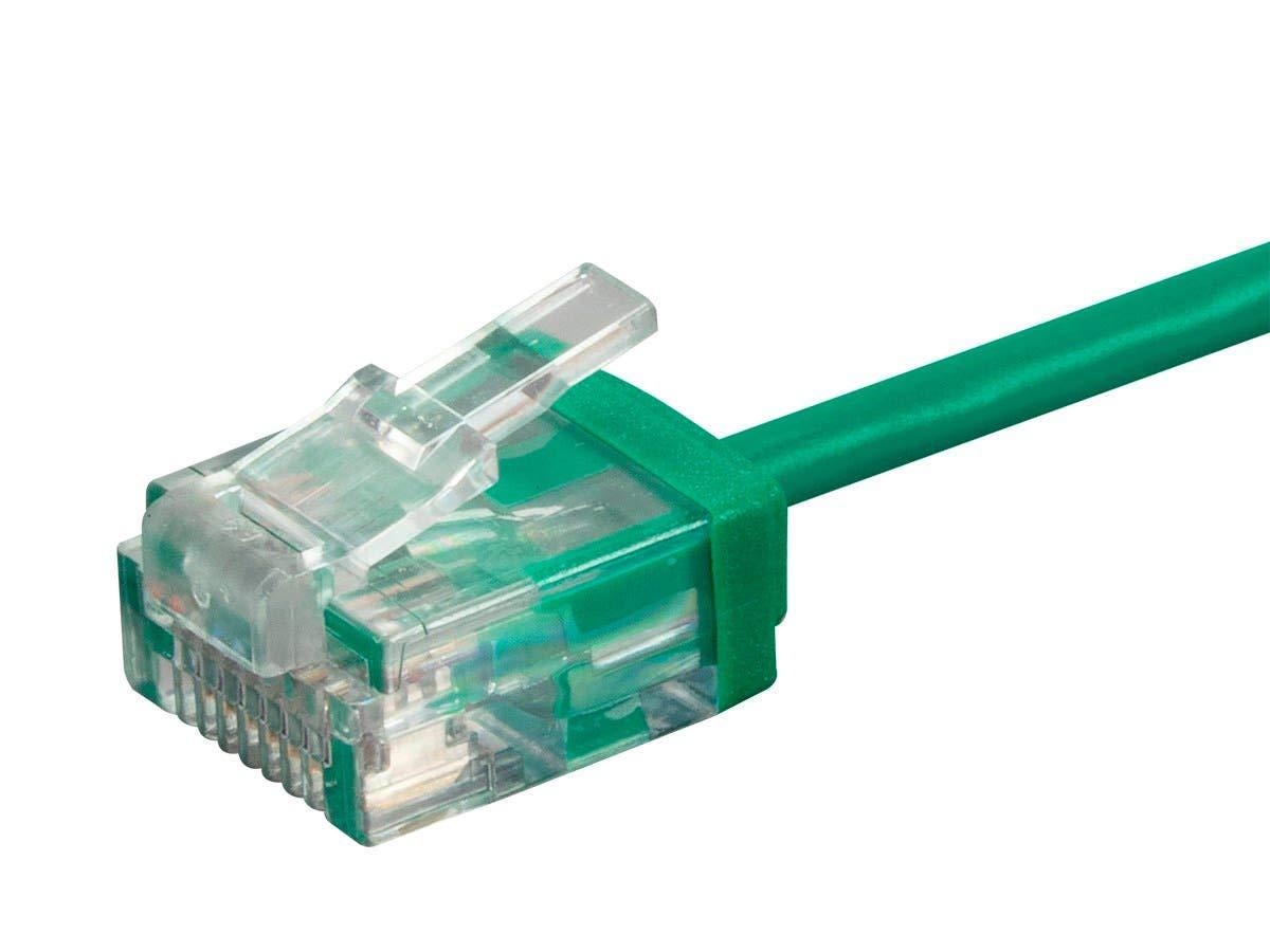 imageMonoprice Cat6 Ethernet Patch Cable Snagless 550MHz UTP 32AWG 1 Feet Black Micro SlimRun SeriesGreen