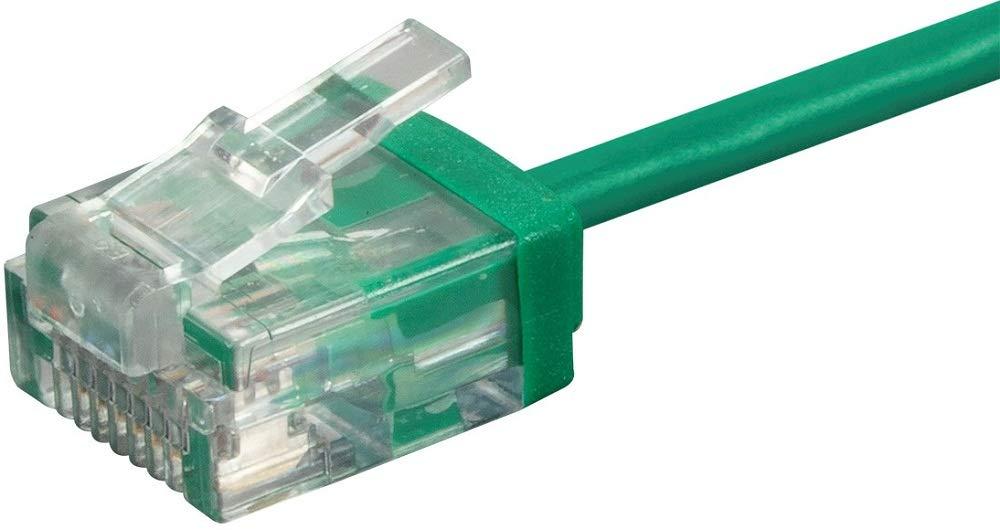 imageMonoprice Cat6 Ethernet Patch Cable Snagless 550MHz UTP 32AWG 1 Feet Black Micro SlimRun SeriesGreen