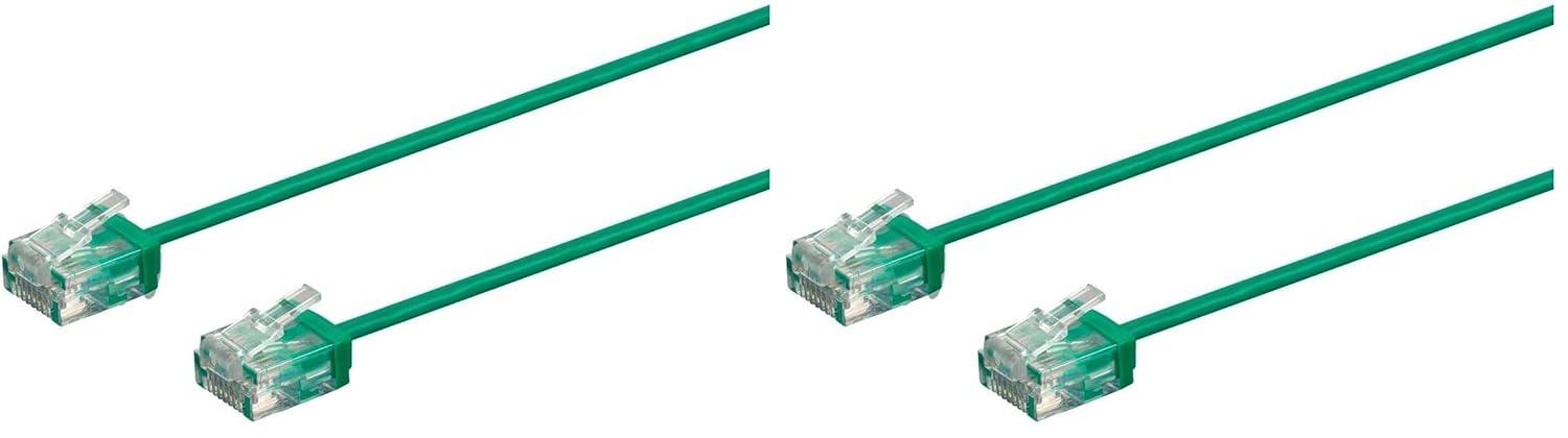 imageMonoprice Cat6 Ethernet Patch Cable Snagless 550MHz UTP 32AWG 1 Feet White Micro SlimRun SeriesGreen