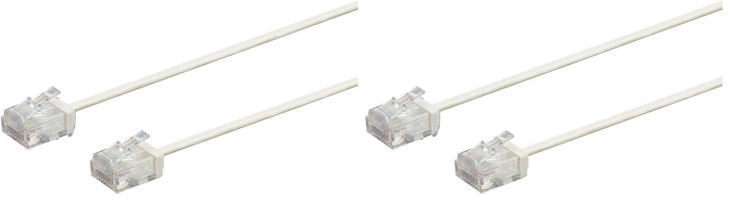 imageMonoprice Cat6 Ethernet Patch Cable Snagless 550MHz UTP 32AWG 1 Feet White Micro SlimRun SeriesWhite