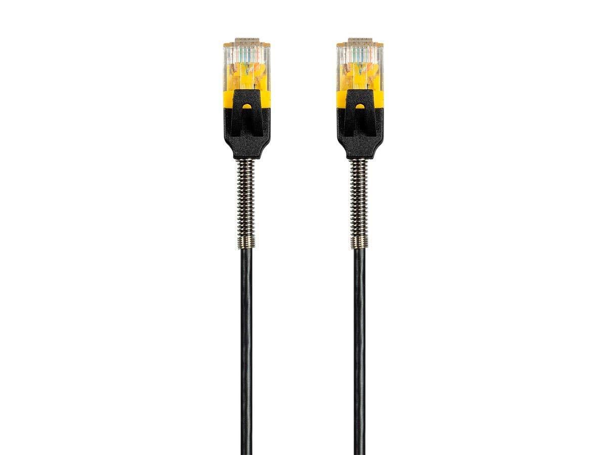 imageMonoprice Cat6 Ethernet Patch Cable Snagless Reinforced 550MHz UTP 30AWG 1 Feet Black SlimRun Series5 Feet