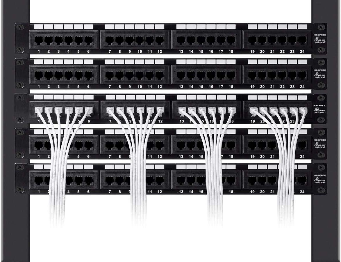 imageMonoprice Cat6 Ethernet Patch Cable Snagless Stranded 550MHz UTP CMR Rated 28AWG 30 Feet White SlimRun SeriesBlack