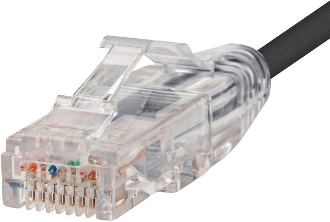 imageMonoprice Cat6 Ethernet Patch Cable Snagless Stranded 550MHz UTP CMR Rated 28AWG 30 Feet White SlimRun SeriesBlack