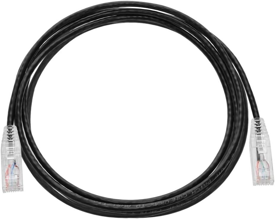imageMonoprice Cat6 Ethernet Patch Cable Snagless Stranded 550MHz UTP CMR Rated 28AWG 30 Feet White SlimRun SeriesBlack