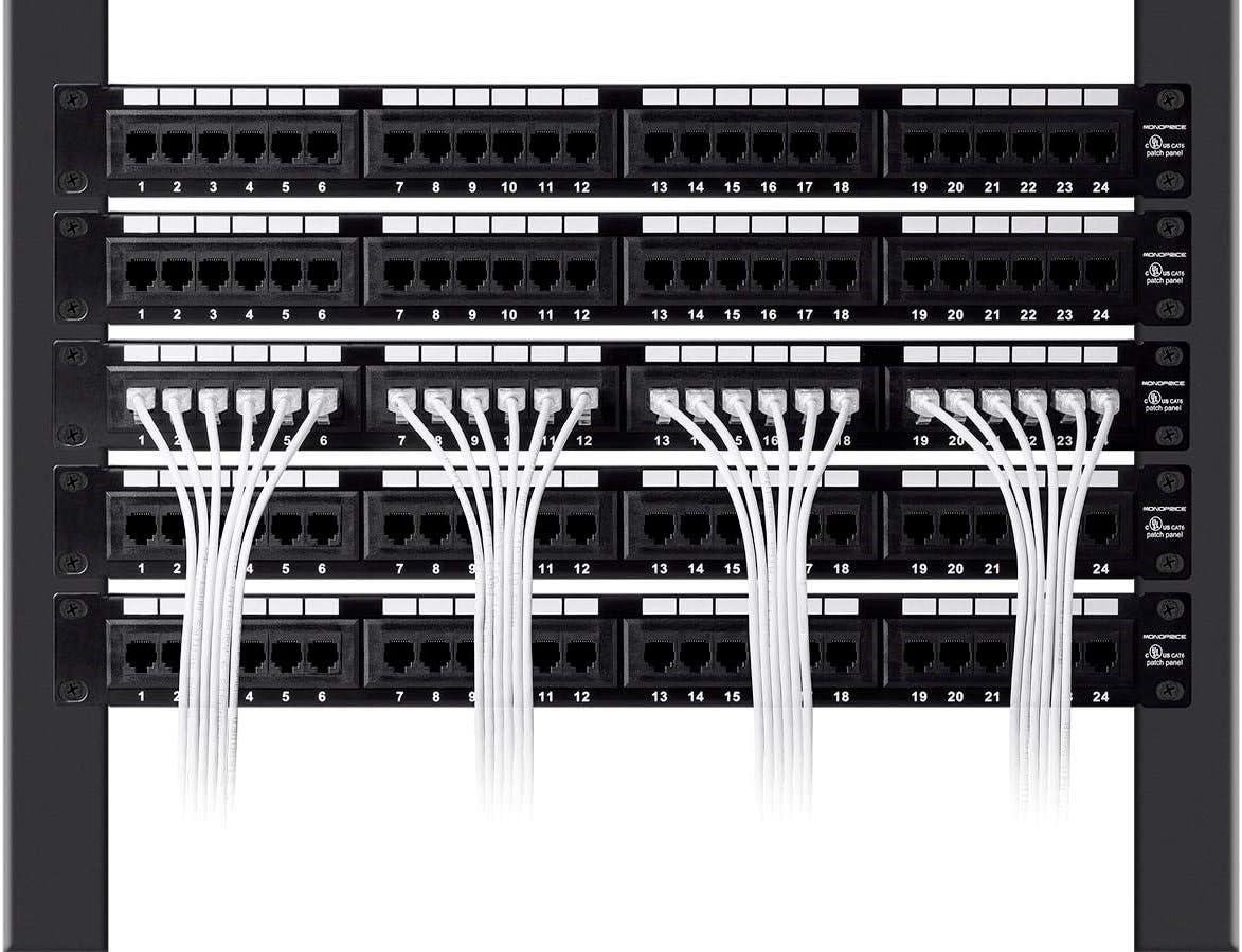 imageMonoprice Cat6 Ethernet Patch Cable Snagless Stranded 550MHz UTP CMR Rated 28AWG 30 Feet White SlimRun SeriesBlack