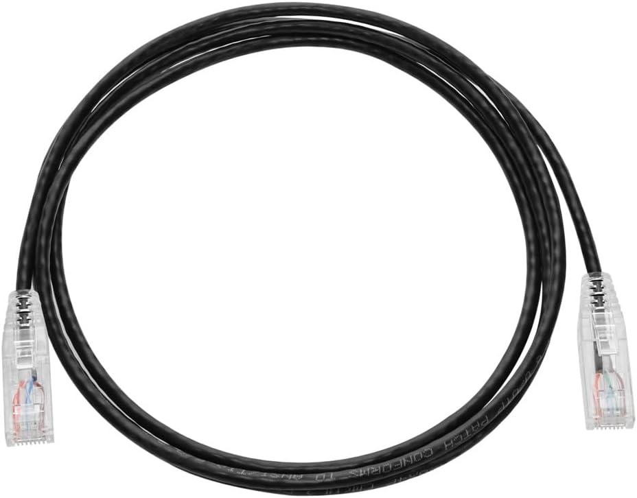 imageMonoprice Cat6 Ethernet Patch Cable Snagless Stranded 550MHz UTP CMR Rated 28AWG 30 Feet White SlimRun SeriesBlack