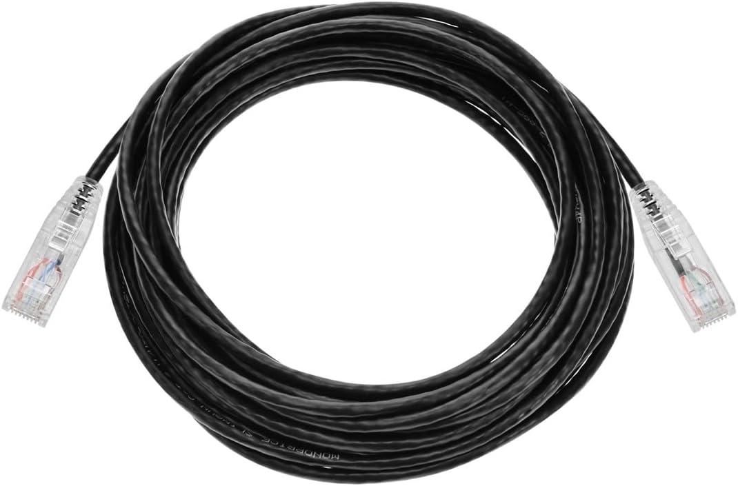 imageMonoprice Cat6 Ethernet Patch Cable Snagless Stranded 550MHz UTP CMR Rated 28AWG 30 Feet White SlimRun SeriesBlack