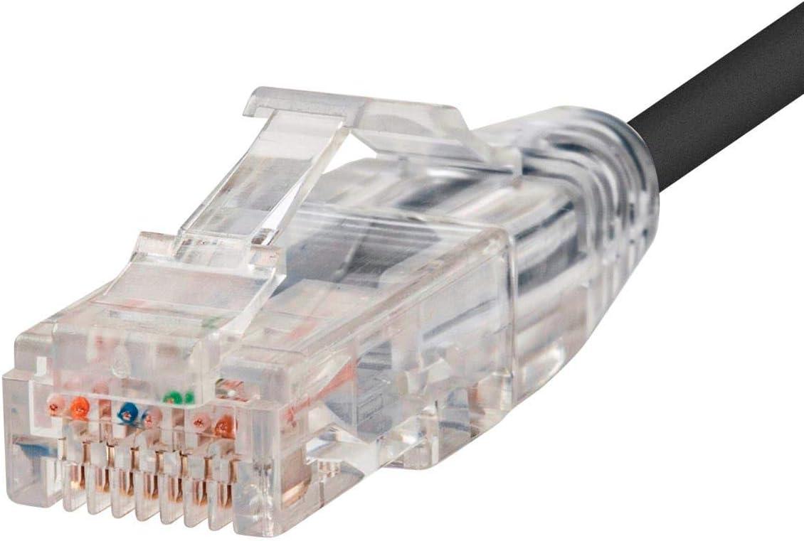 imageMonoprice Cat6 Ethernet Patch Cable Snagless Stranded 550MHz UTP CMR Rated 28AWG 30 Feet White SlimRun SeriesBlack