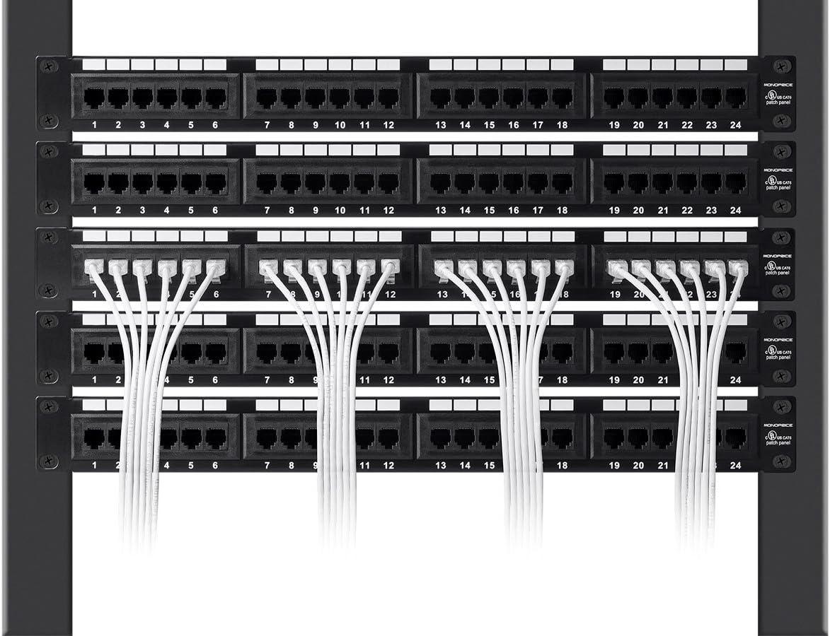 imageMonoprice Cat6 Ethernet Patch Cable Snagless Stranded 550MHz UTP CMR Rated 28AWG 30 Feet White SlimRun SeriesBlack