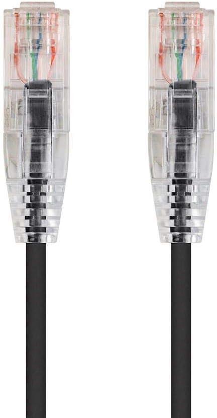 imageMonoprice Cat6 Ethernet Patch Cable Snagless Stranded 550MHz UTP CMR Rated 28AWG 30 Feet White SlimRun SeriesBlack